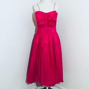 Vintage Pink Taffeta Midi Dress Size 8 Fit N Flare Barbiecore Rickie Freeman